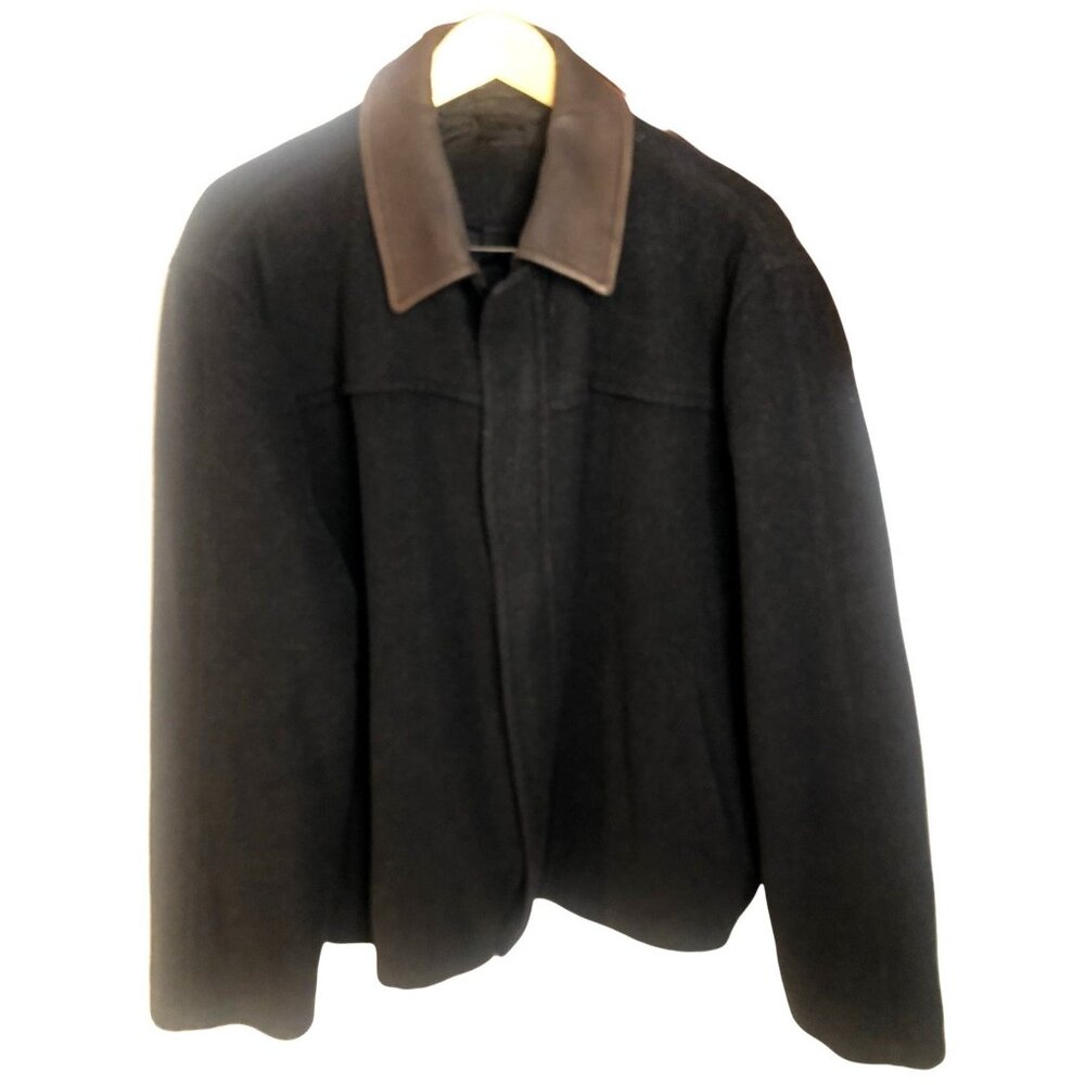 100% WOOL- WARM FRONT ZIP UP CLOSURE INSIDE LINED MEN'S JACKET SIZE X-LARGE